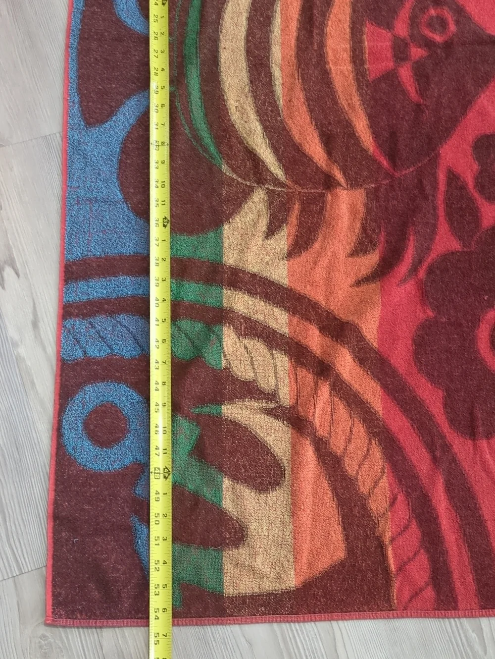 Vintage Colorful Cotton Fish Floral Beach Bath Towel 25x54 Retro Rainbow